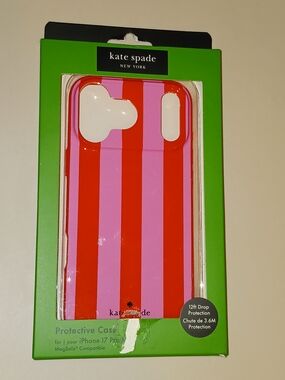 Kate Spade New York Pink & Red Striped iPhone Case 17 Pro Max
